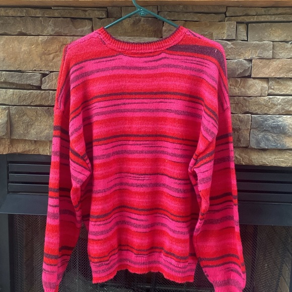 NWT RD Style red pink crew neck sweater NWT striped cozy colorful - Picture 2 of 7